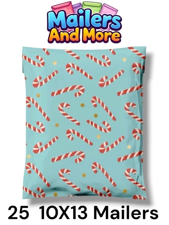 Mailers And More Other - 25 10X13 Poly Mailers Candy Canes Gold Dots, Shipping Envelopes PRICE IS FIRM
